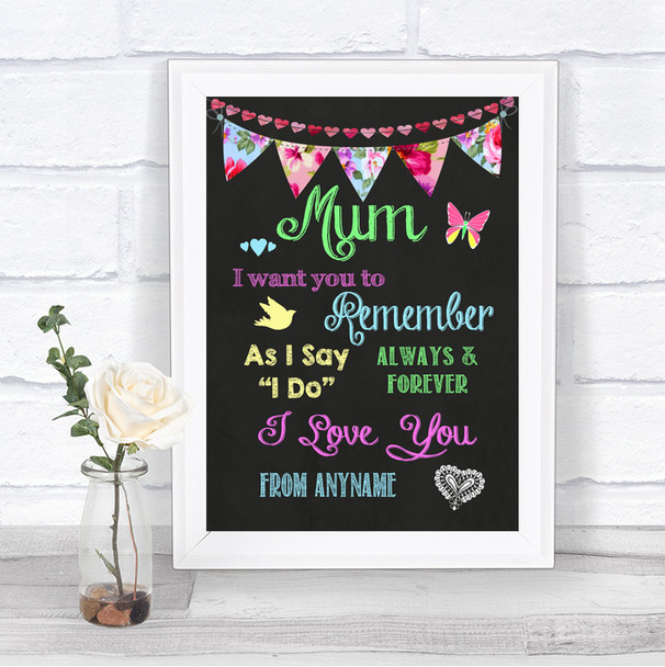 Bright Bunting Chalk I Love You Message For Mum Personalized Wedding Sign