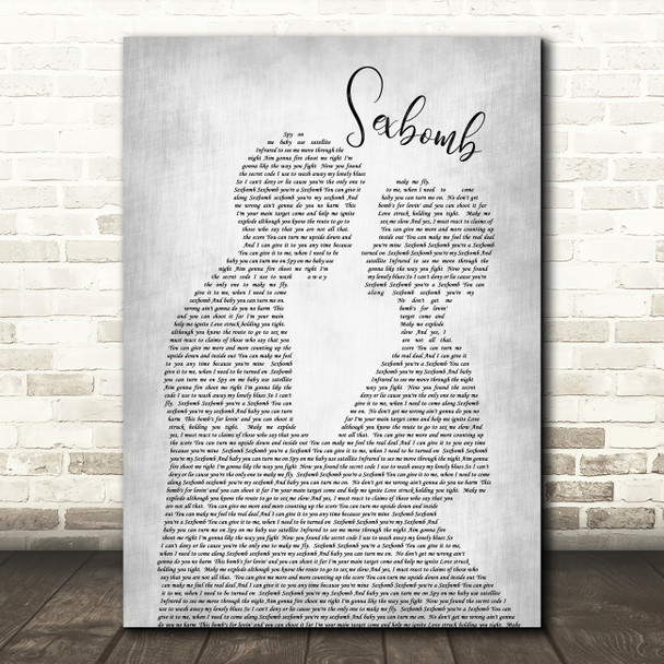 Tom Jones Sexbomb Man Lady Bride Groom Wedding Grey Song Lyric Quote Print