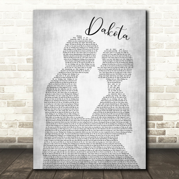 Stereophonics Dakota Man Lady Bride Groom Wedding Grey Song Lyric Quote Print