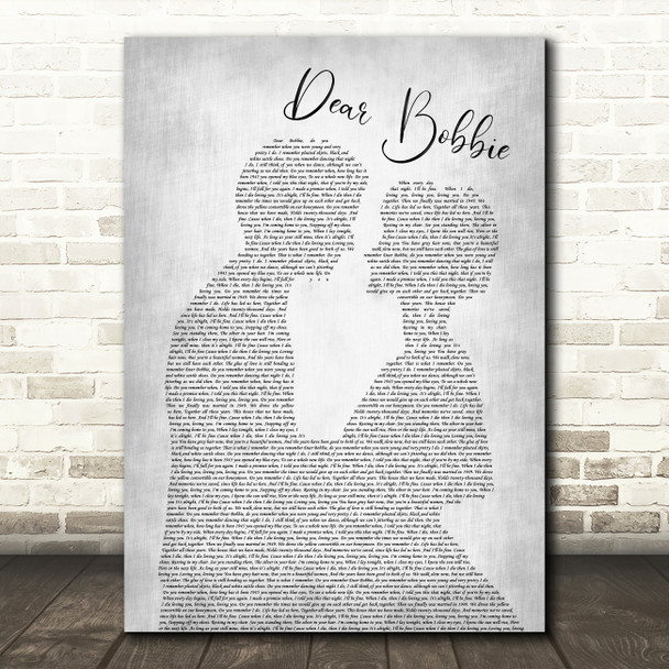 Yellowcard Dear Bobbie Man Lady Bride Groom Wedding Grey Song Lyric Print