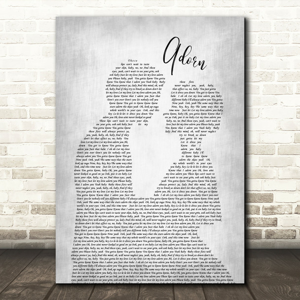 Miguel Adorn Man Lady Bride Groom Wedding Grey Song Lyric Quote Print