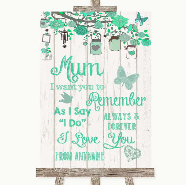 Green Rustic Wood I Love You Message For Mum Personalized Wedding Sign