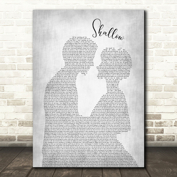 Lady Gaga & Bradley Cooper Shallow Man Lady Bride Groom Wedding Grey Song Print