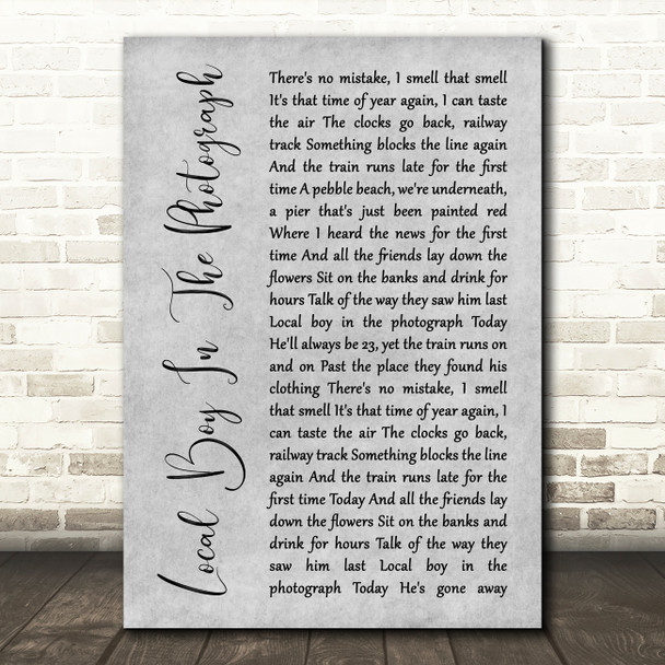 Stereophonics Local Boy In The Photograph Rustic Script Grey Song Lyric Print