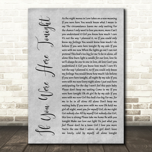 Alexander O'Neal If You Were Here Tonight Rustic Script Grey Song Print