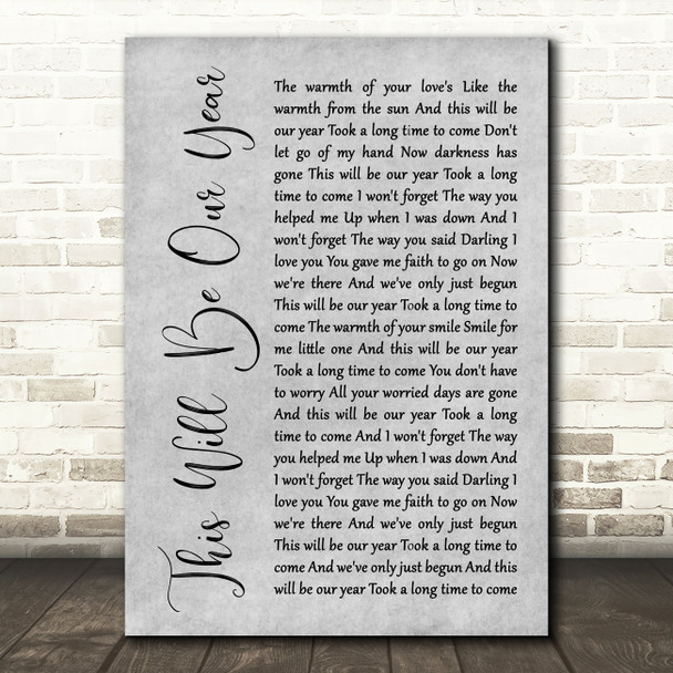 Foo Fighters This Will Be Our Year Rustic Script Grey Song Lyric Quote Print