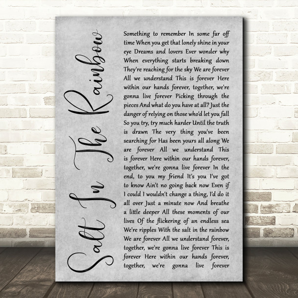 Duran Duran Salt In The Rainbow Rustic Script Grey Song Lyric Quote Print