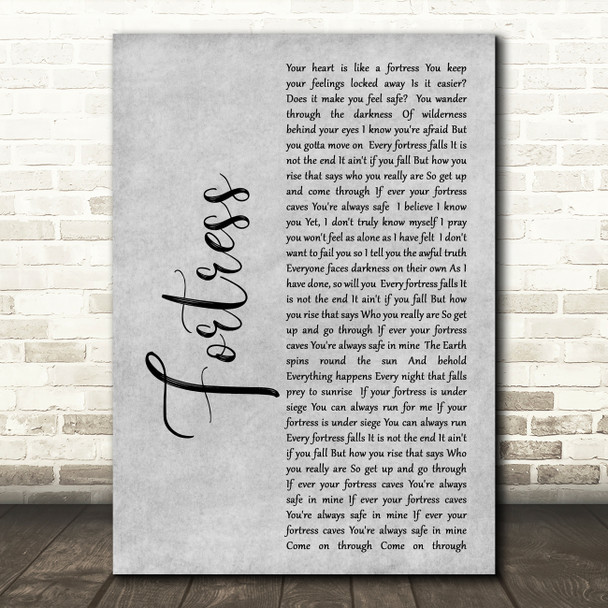 Queens of the Stone Age Fortress Rustic Script Grey Song Lyric Quote Print