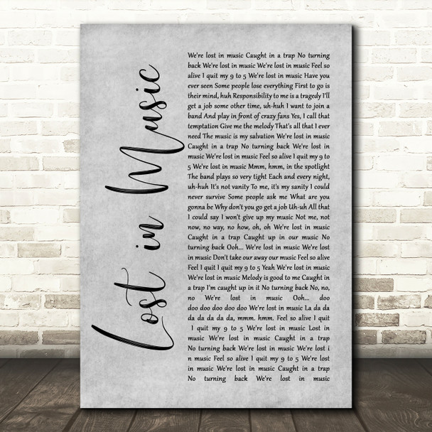 Sister Sledge Lost In Music Rustic Script Grey Song Lyric Print Sister Sledge Lost In Music Rustic Script Grey Song Lyric Print
