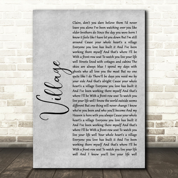 Cam Village Rustic Script Grey Song Lyric Quote Print