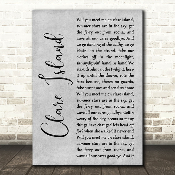 The Saw Doctors Clare Island Grey Rustic Script Song Lyric Print