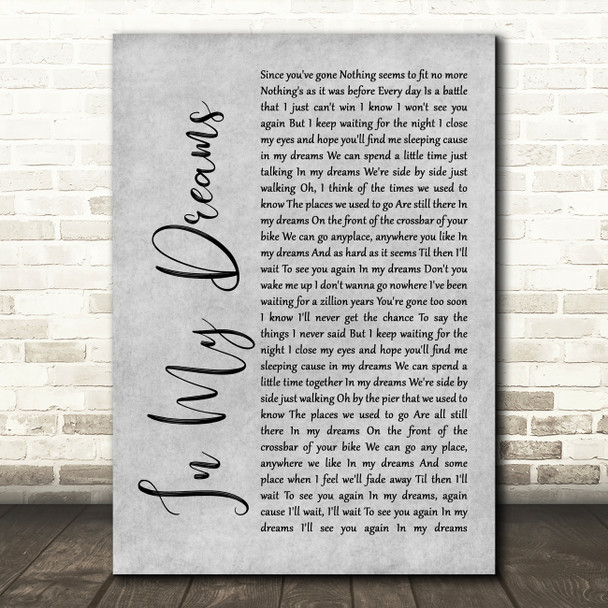 James Morrison In My Dreams Rustic Script Grey Song Lyric Print
