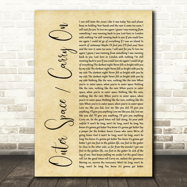 5 Seconds of Summer Outer Space Carry On Rustic Script Song Lyric Print