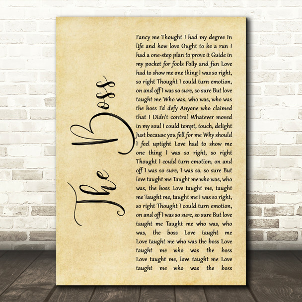 Diana Ross The Boss Rustic Script Song Lyric Print