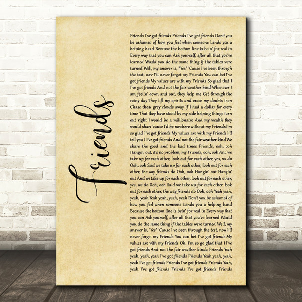 Shalamar Friends Rustic Script Song Lyric Print