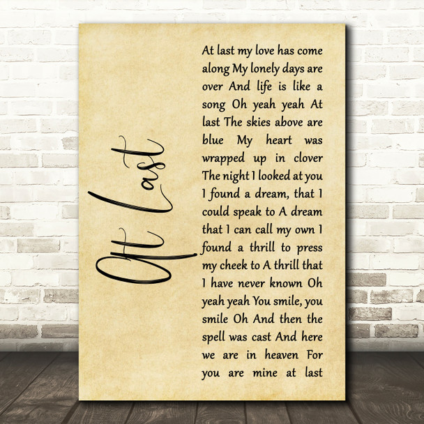 Beyonce At Last Rustic Script Song Lyric Print