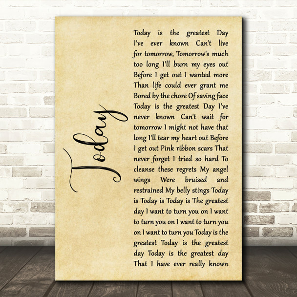 Smashing Pumpkins Today Rustic Script Song Lyric Print