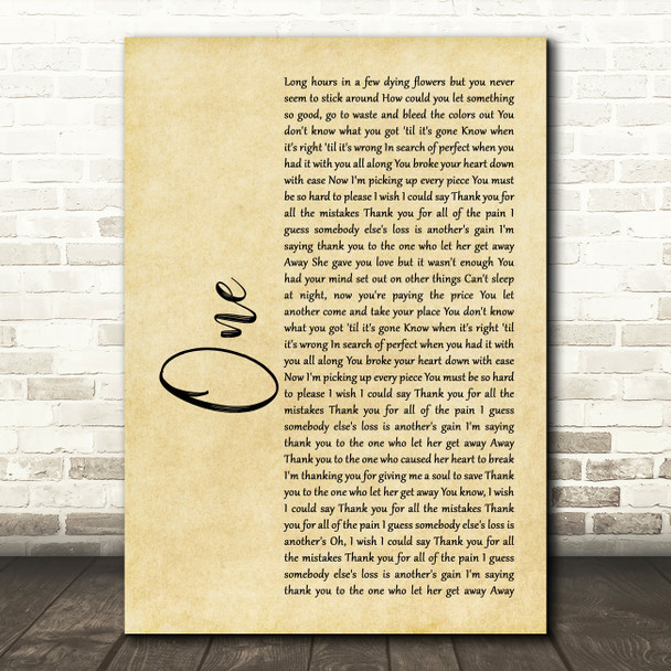 Lewis Capaldi One Rustic Script Song Lyric Print