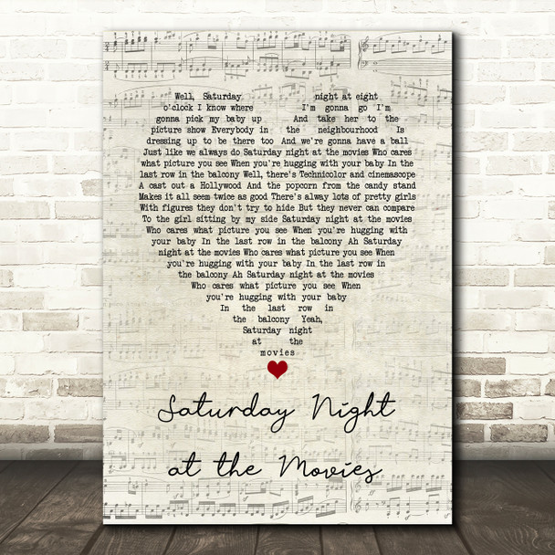 The Drifters Saturday Night at the Movies Script Heart Song Lyric Print