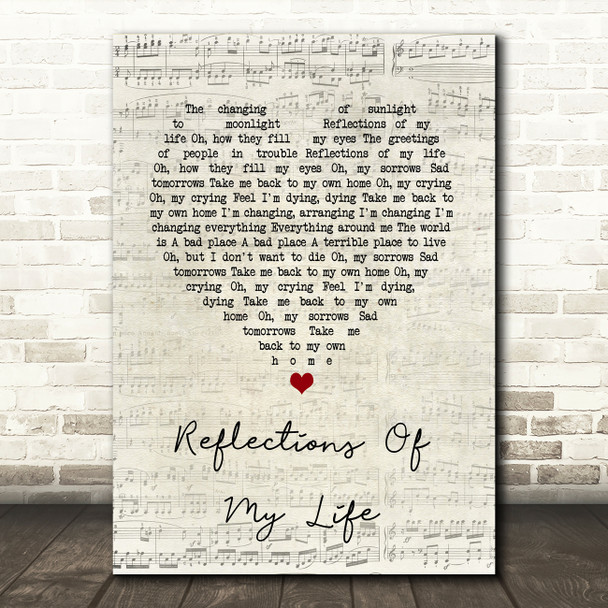 The Marmalade Reflections Of My Life Script Heart Song Lyric Print