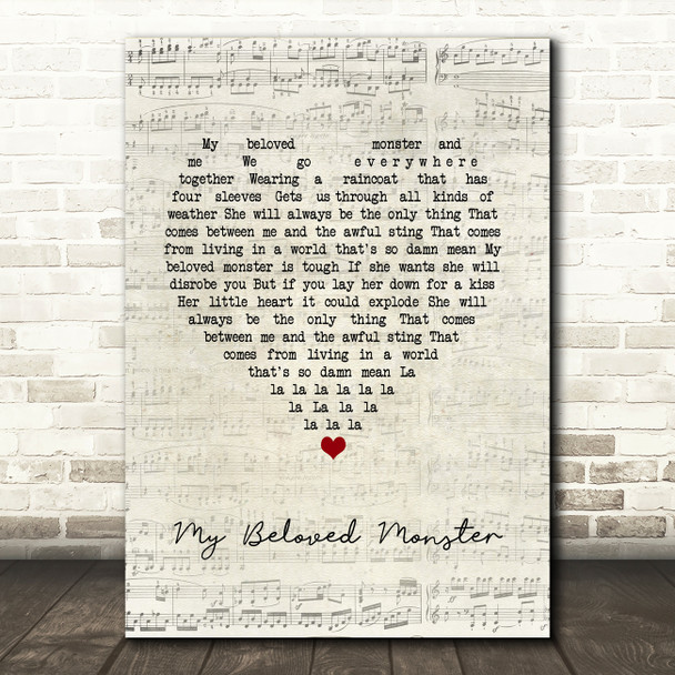 Eels My Beloved Monster Script Heart Song Lyric Print