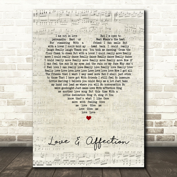 Joan Armatrading Love & Affection Script Heart Song Lyric Print