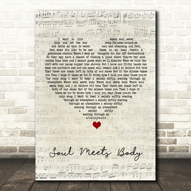 Death Cab For Cutie Soul Meets Body Script Heart Song Lyric Print