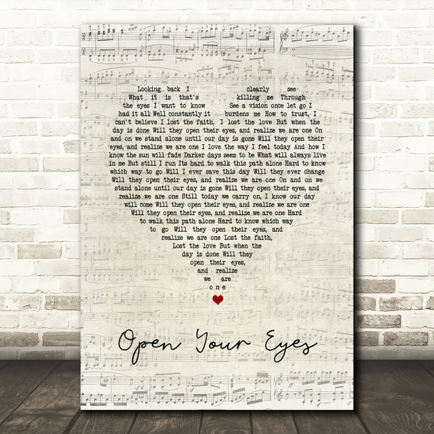 Alter Bridge Open Your Eyes Script Heart Song Lyric Print