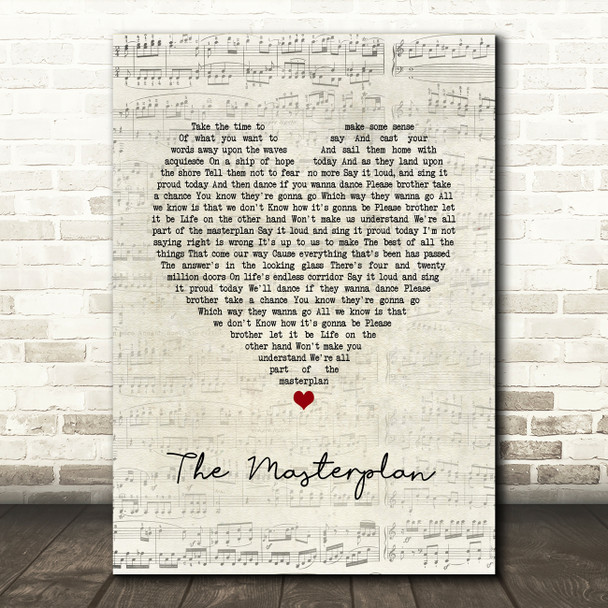 Oasis The Masterplan Script Heart Song Lyric Print