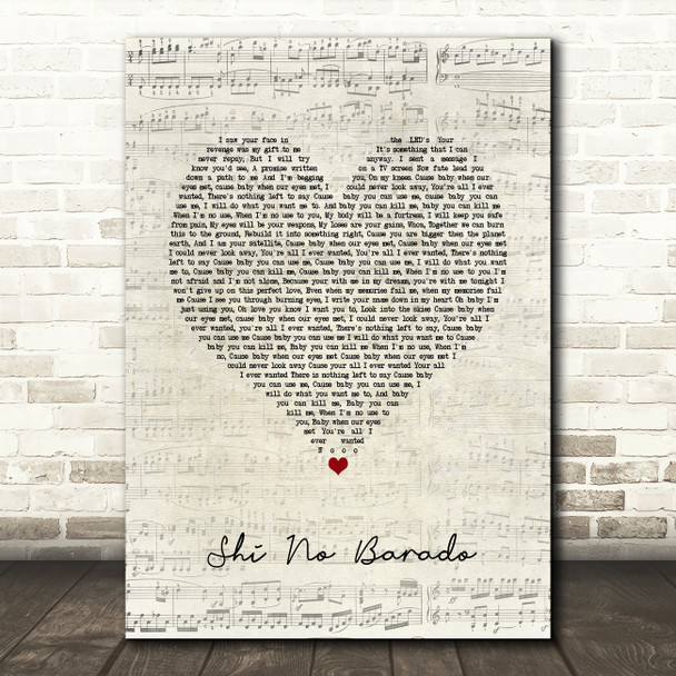 Area 11 feat Beckii Cruel Shi no Barado Script Heart Song Lyric Print