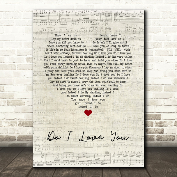 Frank Wilson Do I Love You Script Heart Song Lyric Print