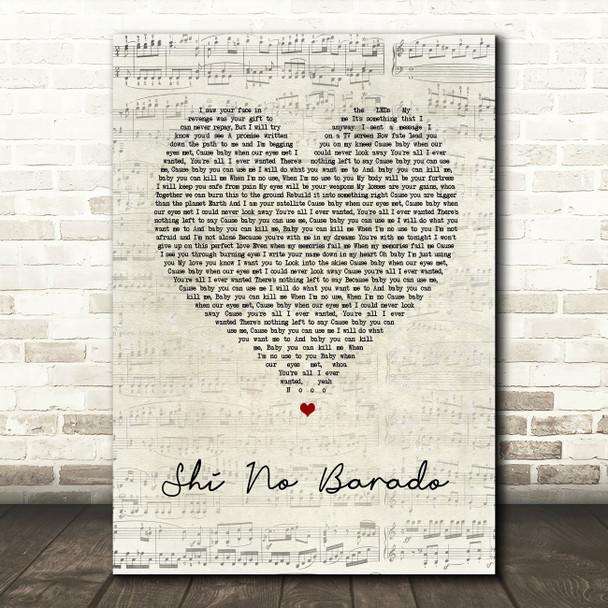 Area 11 Shi No Barado Script Heart Song Lyric Print