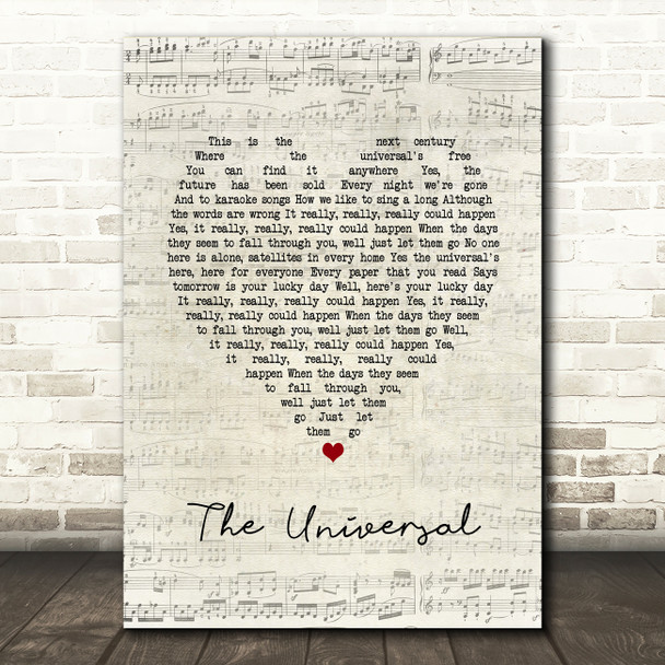 Blur The Universal Script Heart Song Lyric Print