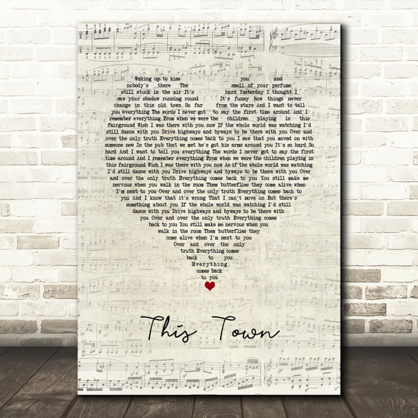 Niall Horan This Town Script Heart Song Lyric Print