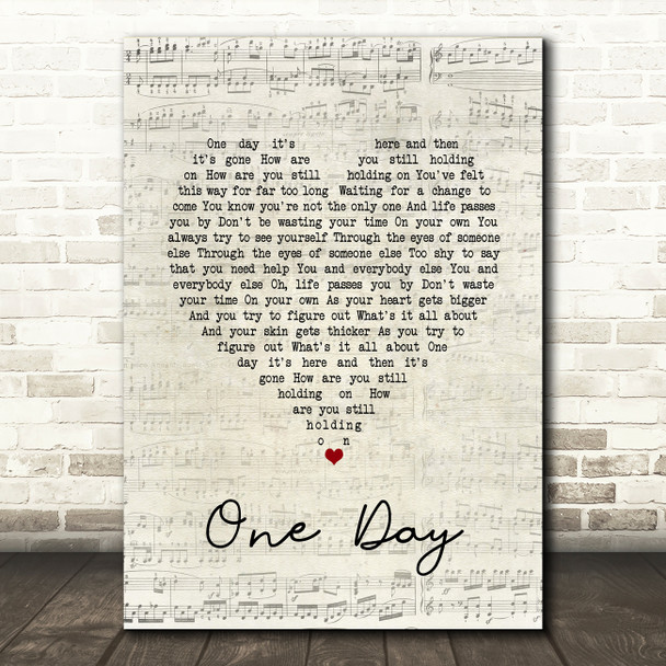 Kodaline One Day Script Heart Song Lyric Print