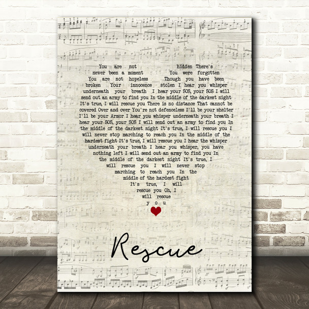 Lauren Daigle Rescue Script Heart Song Lyric Print
