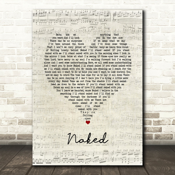 Bodeans Naked Script Heart Song Lyric Print