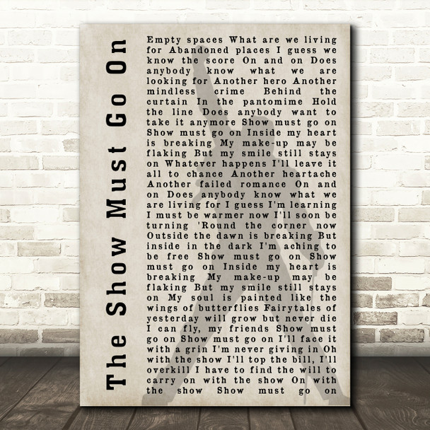 Queen The Show Must Go On Silhouette Shadow Song Lyric Print