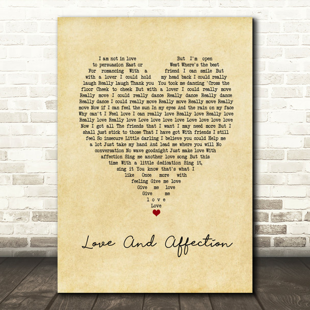 Joan Armatrading Love And Affection Vintage Heart Song Lyric Print