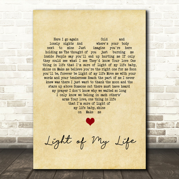 Louise Redknapp Light of My Life Vintage Heart Song Lyric Print