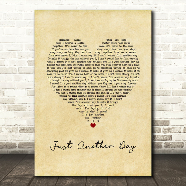 Jon Secada Just Another Day Vintage Heart Song Lyric Print