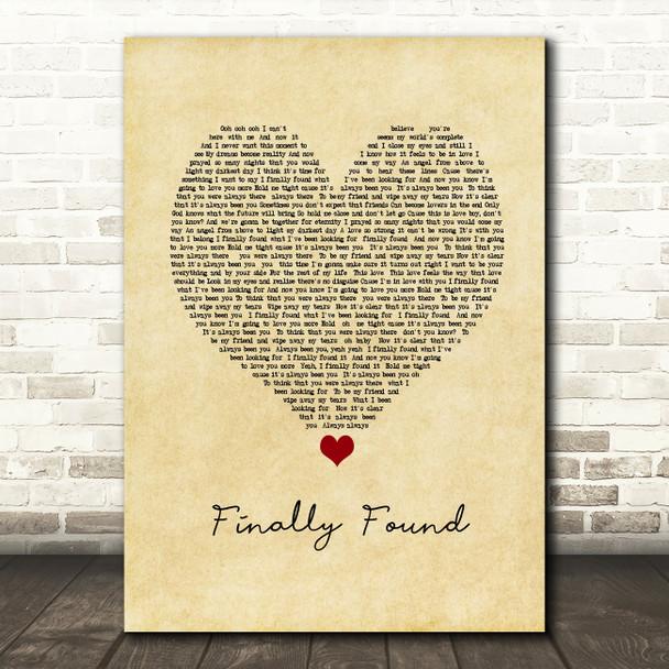 Honeyz Finally found Vintage Heart Song Lyric Print