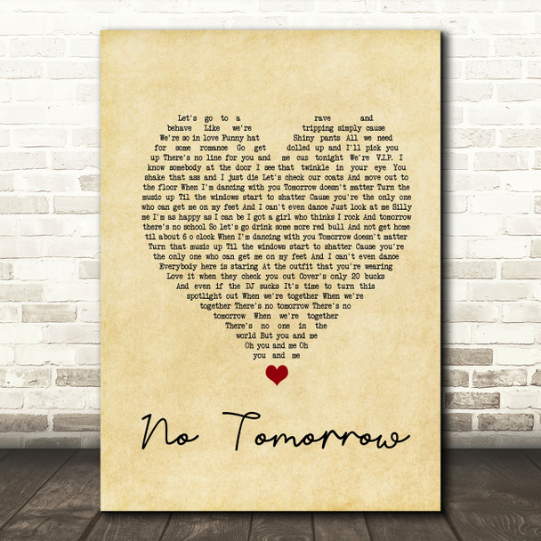 Orson No Tomorrow Vintage Heart Song Lyric Print