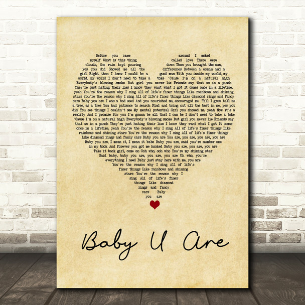 Gerald Levert Baby U Are Vintage Heart Song Lyric Print