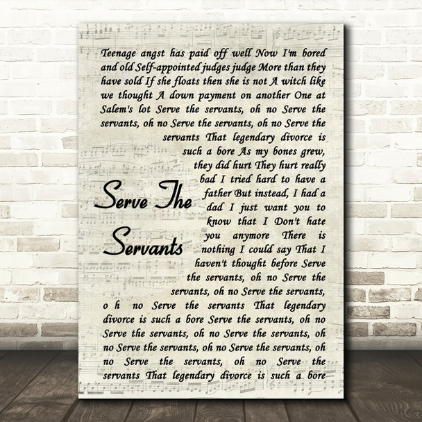 Nirvana Serve The Servants Vintage Script Song Lyric Print