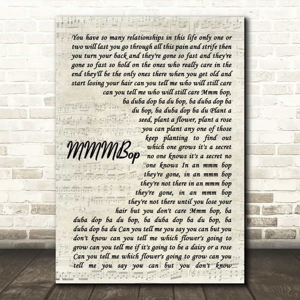 Hanson MMMBop Vintage Script Song Lyric Print