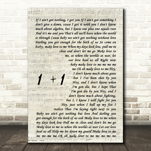 Beyoncé 1+1 Vintage Script Song Lyric Print