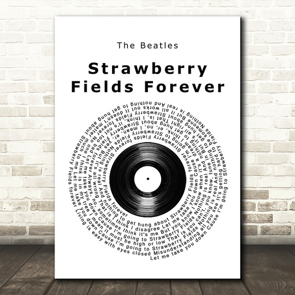The Beatles Strawberry Fields Forever Vinyl Record Song Lyric Print