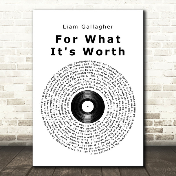 Liam Gallagher For What It's Worth Vinyl Record Song Lyric Print