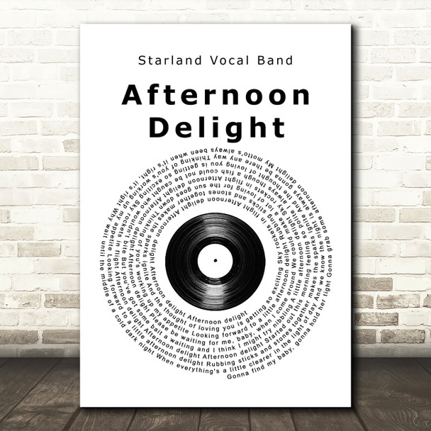 Starland Vocal Band Afternoon Delight Vinyl Record Song Lyric Print